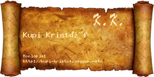 Kupi Kristóf névjegykártya